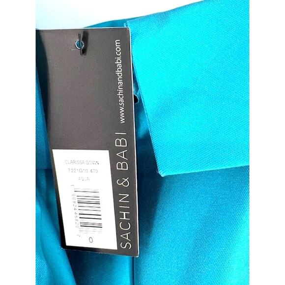 SACHIN + BABI “Clarissa” One-Shoulder Gown in Aqua – Size 0 NWT - Picture 6 of 9